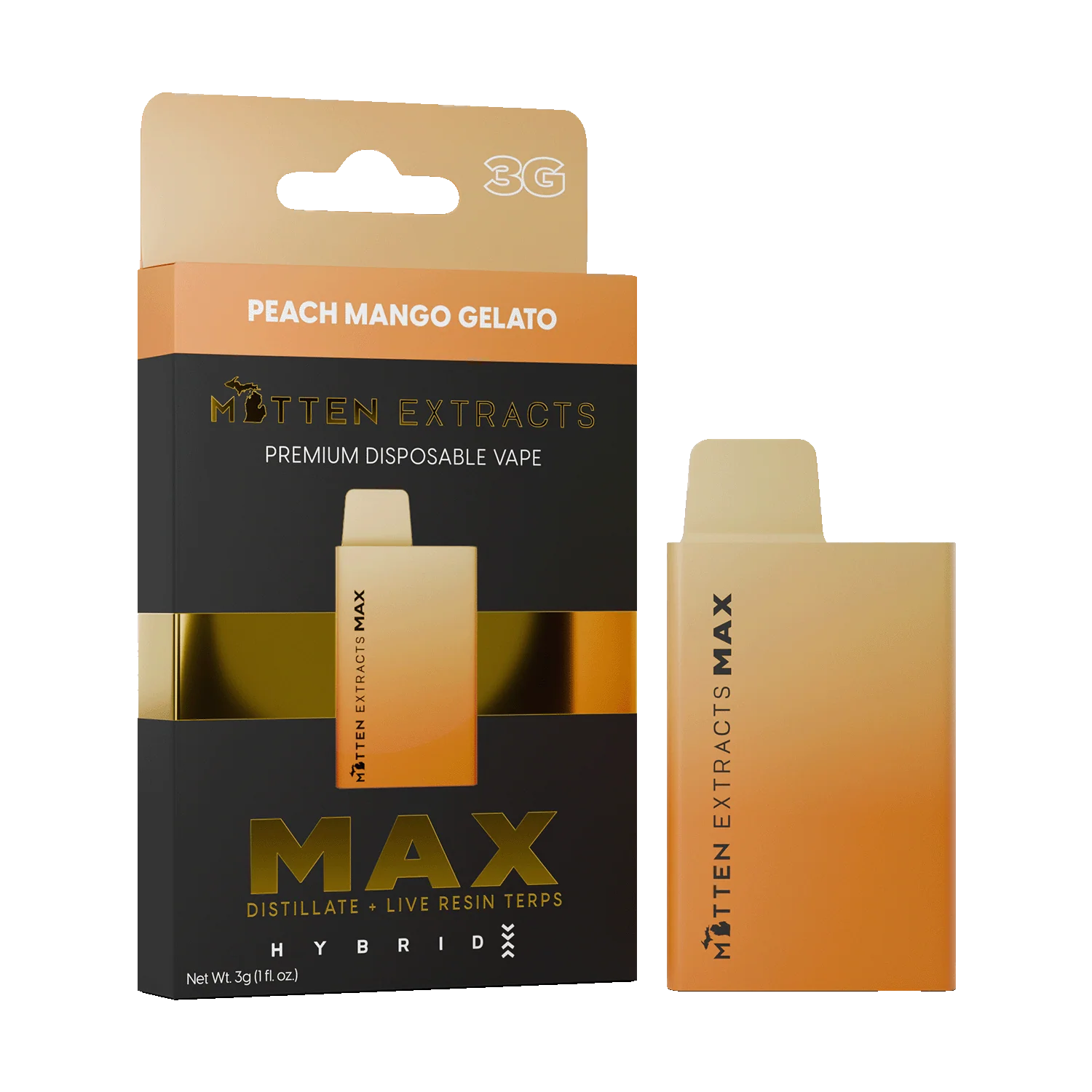 Peach Mango Gelato MAX Disposable Vape - mitten extracts
