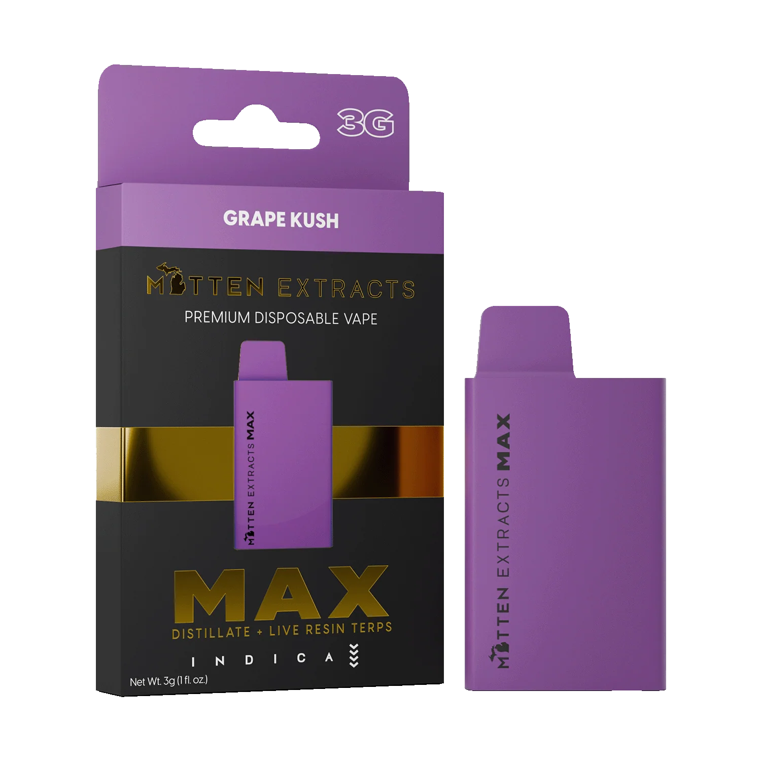 Grape Kush MAX Disposable Vape - mitten extracts