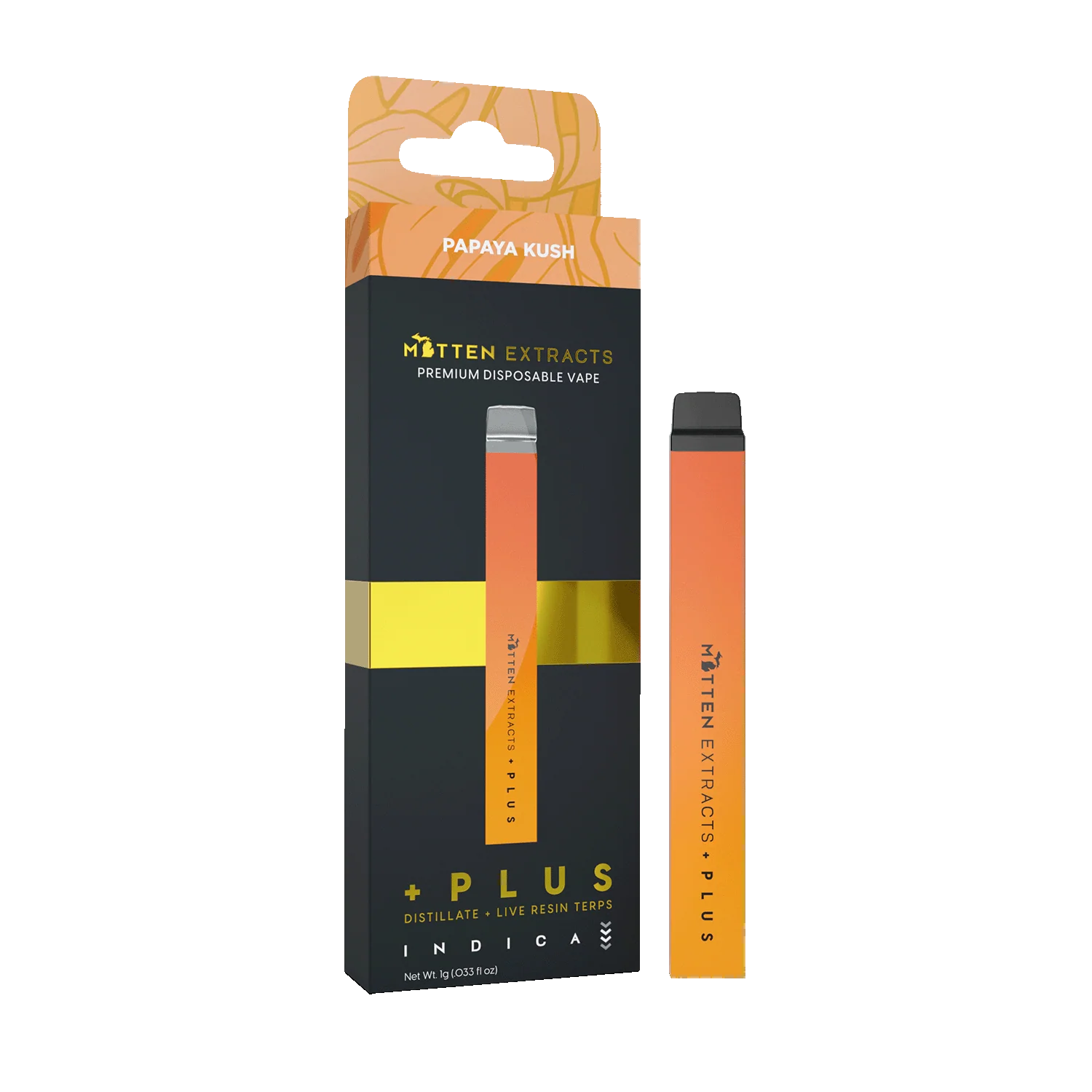 Papaya Kush +Plus Disposable Vape - mitten extracts